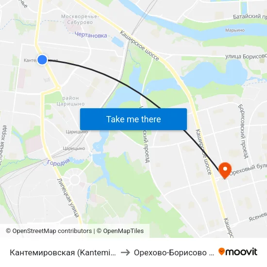 Кантемировская (Kantemirovskaya) to Орехово-Борисово Южное map