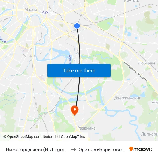 Нижегородская (Nizhegorodskaya) to Орехово-Борисово Южное map