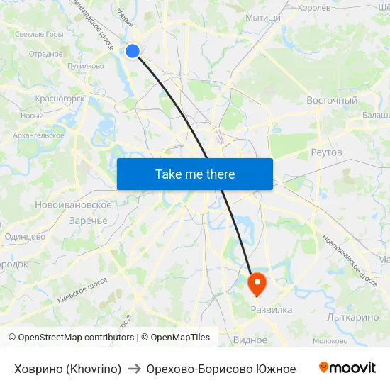 Ховрино (Khovrino) to Орехово-Борисово Южное map