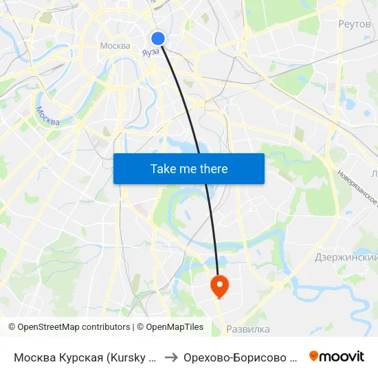 Москва Курская (Kursky Station) to Орехово-Борисово Южное map