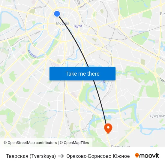 Тверская (Tverskaya) to Орехово-Борисово Южное map