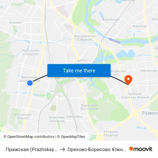 Пражская (Prazhskaya) to Орехово-Борисово Южное map