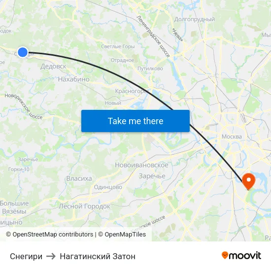 Снегири to Нагатинский Затон map