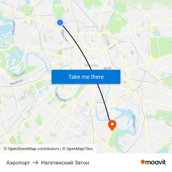 Аэропорт to Нагатинский Затон map