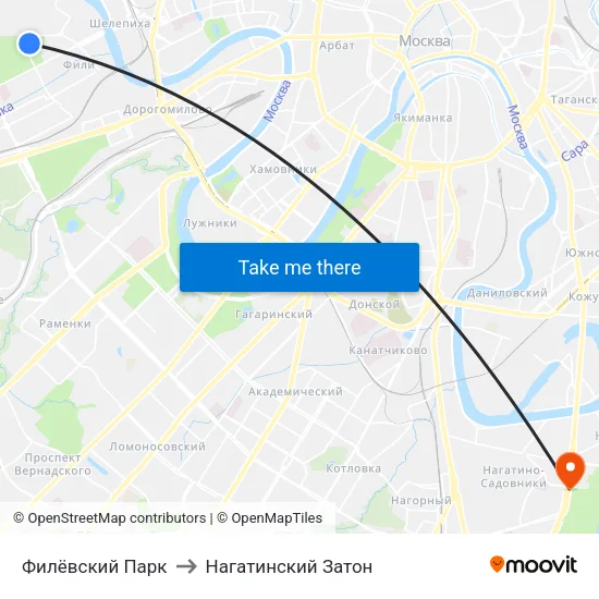 Филёвский Парк to Нагатинский Затон map