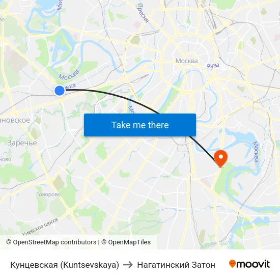 Кунцевская (Kuntsevskaya) to Нагатинский Затон map