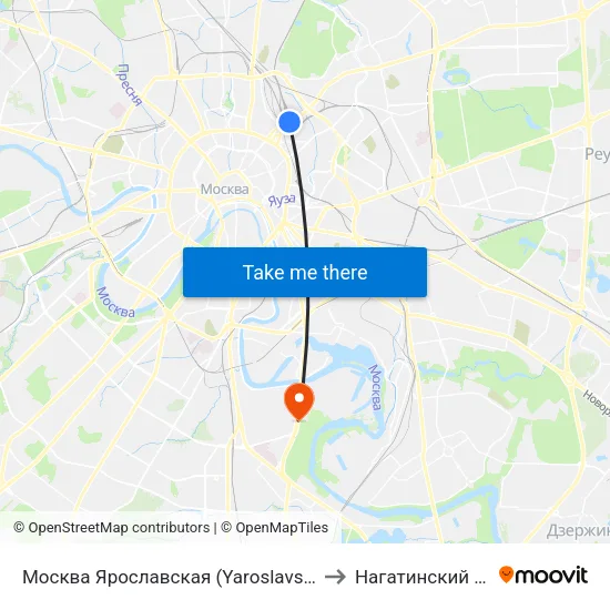 Москва Ярославская (Yaroslavsky Station) to Нагатинский Затон map