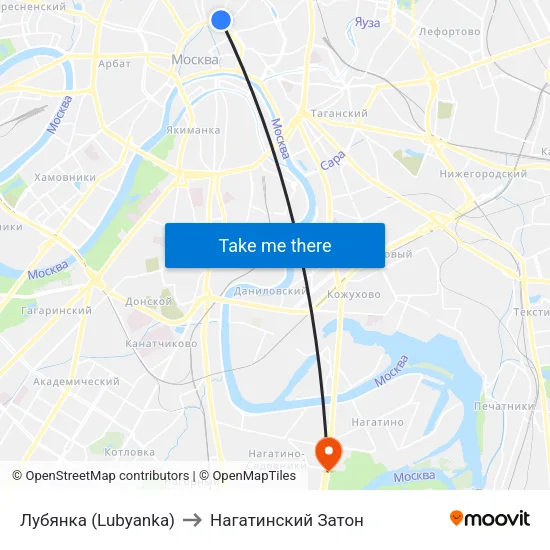 Лубянка (Lubyanka) to Нагатинский Затон map