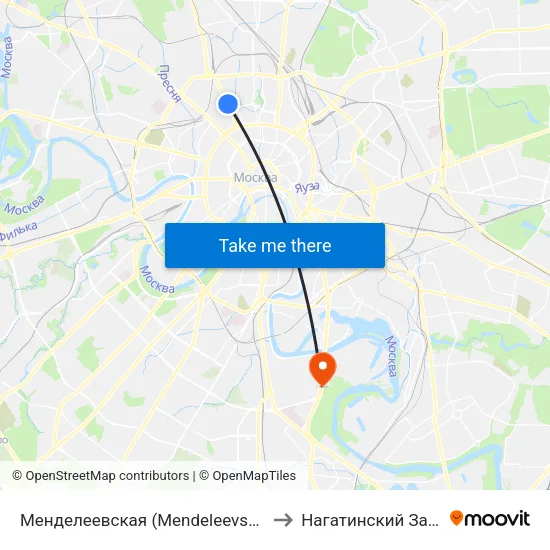 Менделеевская (Mendeleevskaya) to Нагатинский Затон map