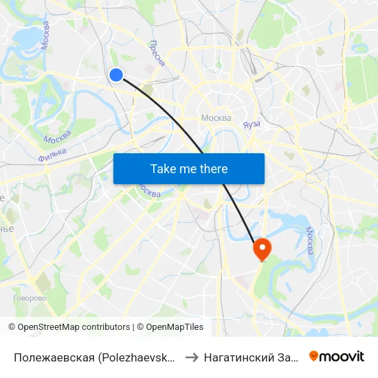 Полежаевская (Polezhaevskaya) to Нагатинский Затон map