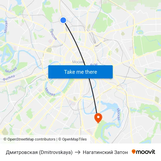 Дмитровская (Dmitrovskaya) to Нагатинский Затон map