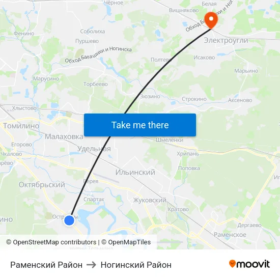 Раменский Район to Ногинский Район map