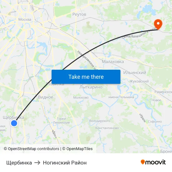 Щербинка to Ногинский Район map
