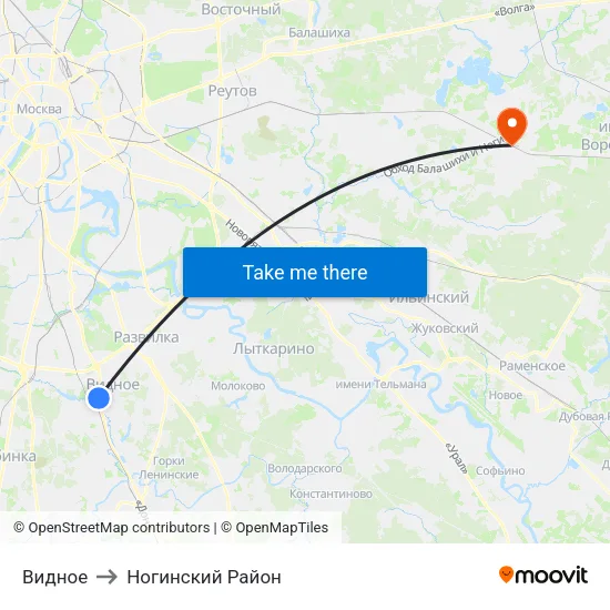 Видное to Ногинский Район map