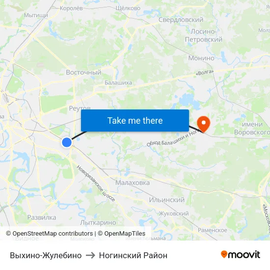Выхино-Жулебино to Ногинский Район map