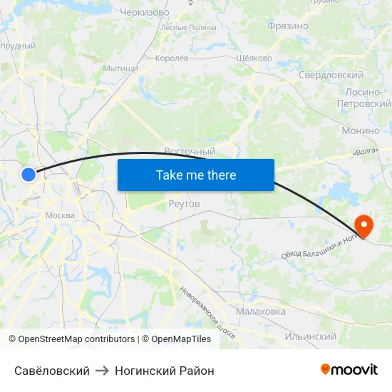 Савёловский to Ногинский Район map