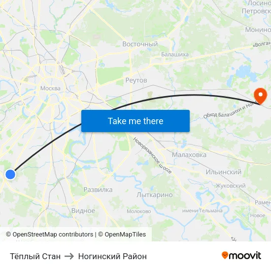 Тёплый Стан to Ногинский Район map