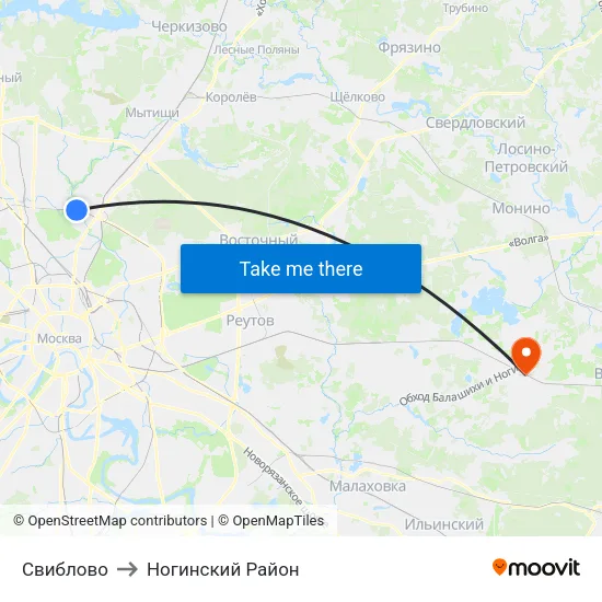 Свиблово to Ногинский Район map