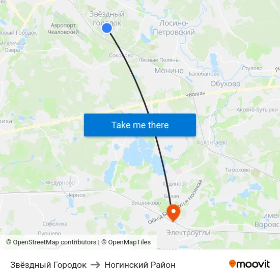 Звёздный Городок to Ногинский Район map