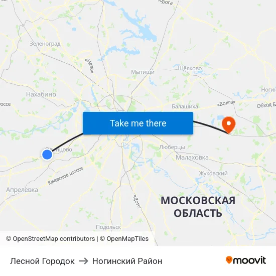 Лесной Городок to Ногинский Район map