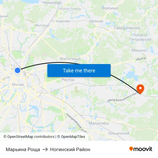 Марьина Роща to Ногинский Район map