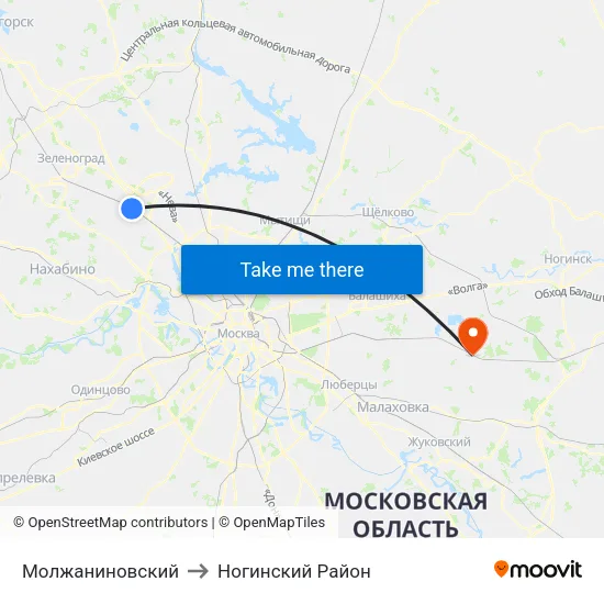 Молжаниновский to Ногинский Район map