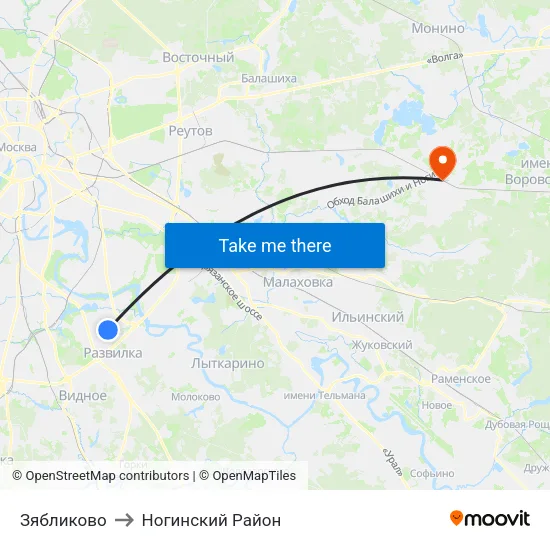 Зябликово to Ногинский Район map