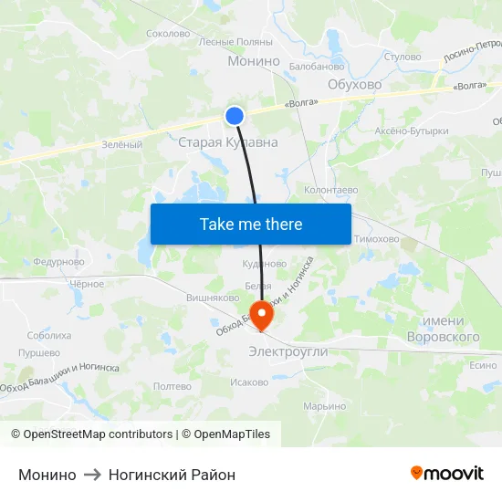 Монино to Ногинский Район map