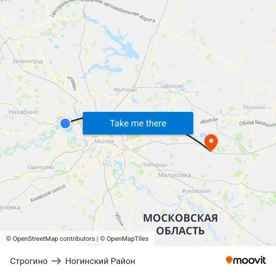 Строгино to Ногинский Район map