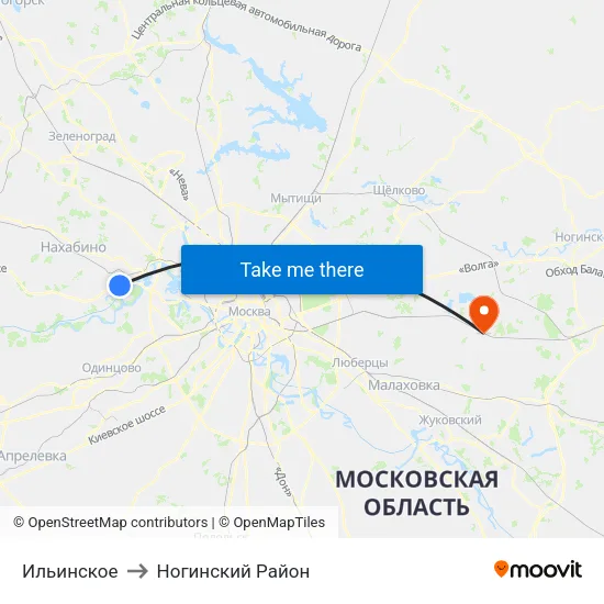 Ильинское to Ногинский Район map
