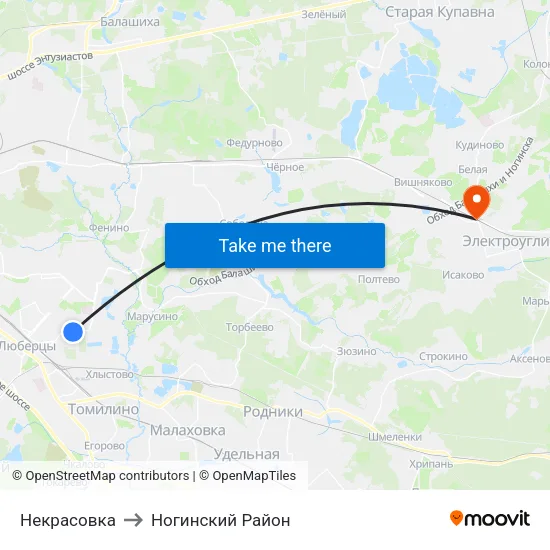 Некрасовка to Ногинский Район map