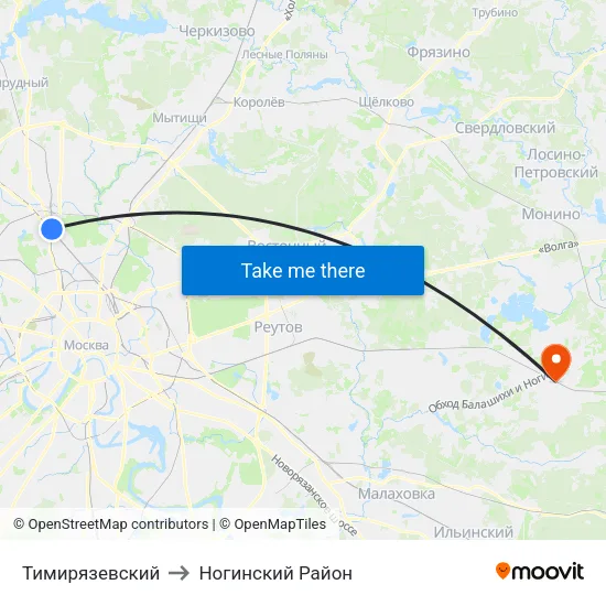 Тимирязевский to Ногинский Район map