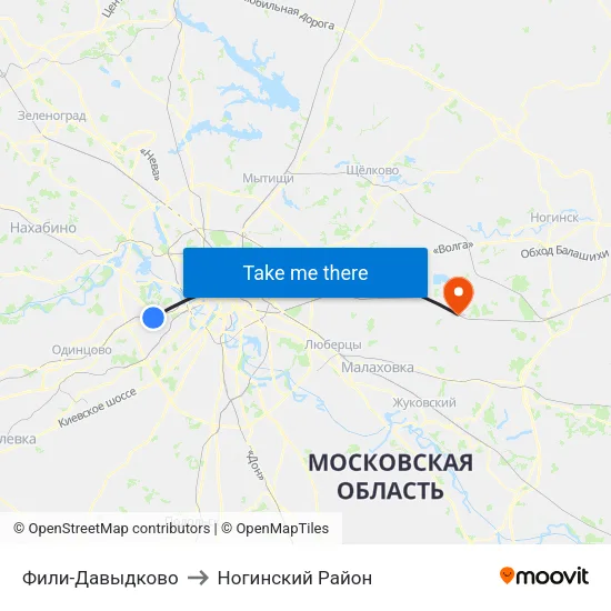 Фили-Давыдково to Ногинский Район map