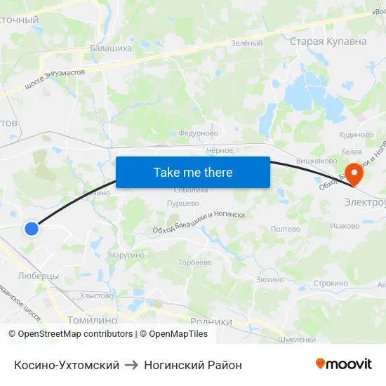 Косино-Ухтомский to Ногинский Район map