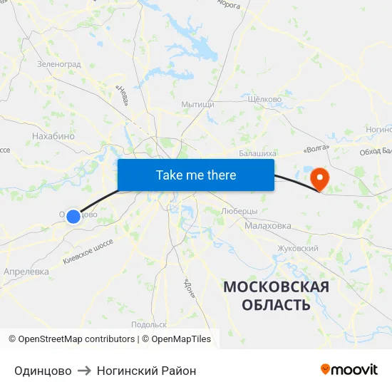 Одинцово to Ногинский Район map