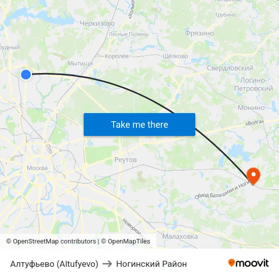 Алтуфьево (Altufyevo) to Ногинский Район map