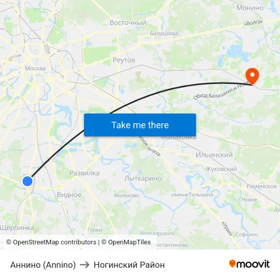 Аннино (Annino) to Ногинский Район map