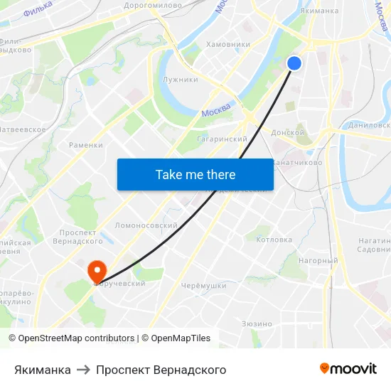 Якиманка to Проспект Вернадского map