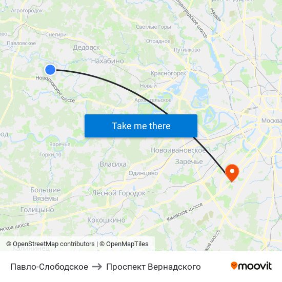 Павло-Слободское to Проспект Вернадского map