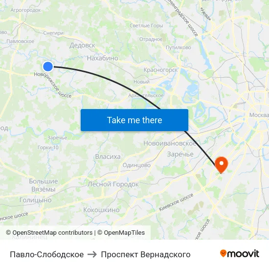Павло-Слободское to Проспект Вернадского map