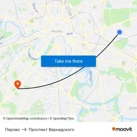 Перово to Проспект Вернадского map
