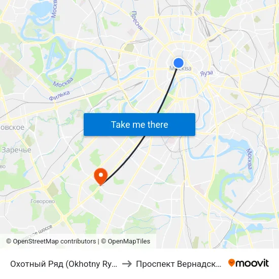 Охотный Ряд (Okhotny Ryad) to Проспект Вернадского map
