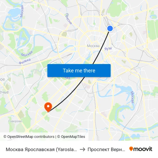 Москва Ярославская (Yaroslavsky Station) to Проспект Вернадского map