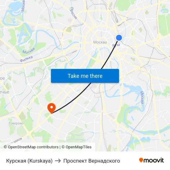 Курская (Kurskaya) to Проспект Вернадского map