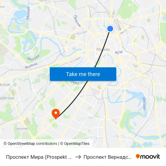 Проспект Мира (Prospekt Mira) to Проспект Вернадского map
