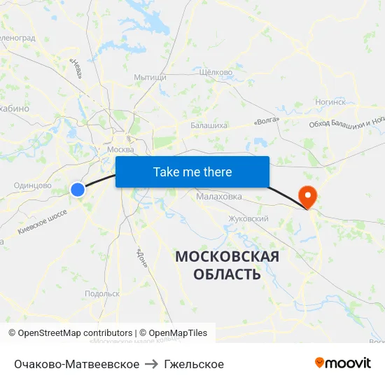 Очаково-Матвеевское to Гжельское map