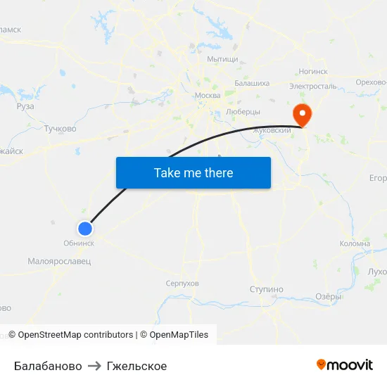 Балабаново to Гжельское map