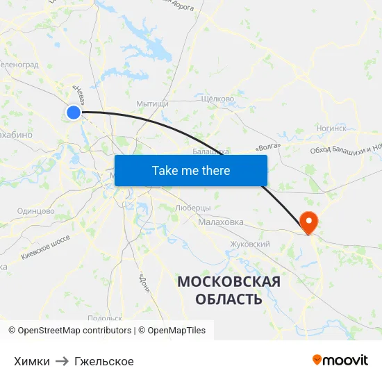 Химки to Гжельское map