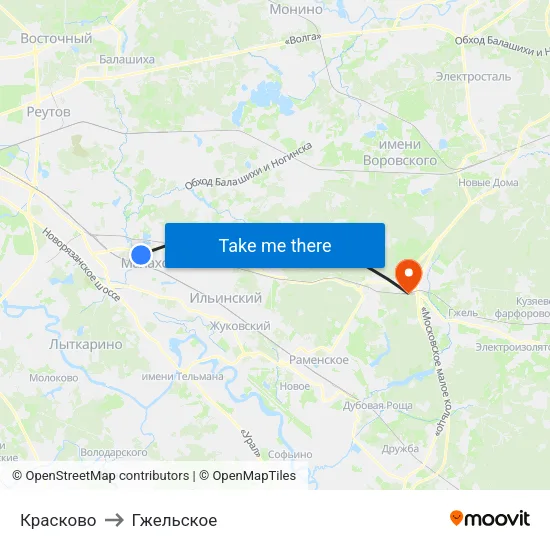 Красково to Гжельское map