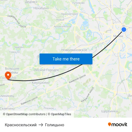Красносельский to Голицыно map